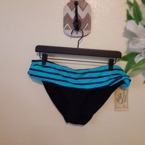 Cole of California Swimwear Bikini Bottom Turquoise/Black Size NWT Sz XL